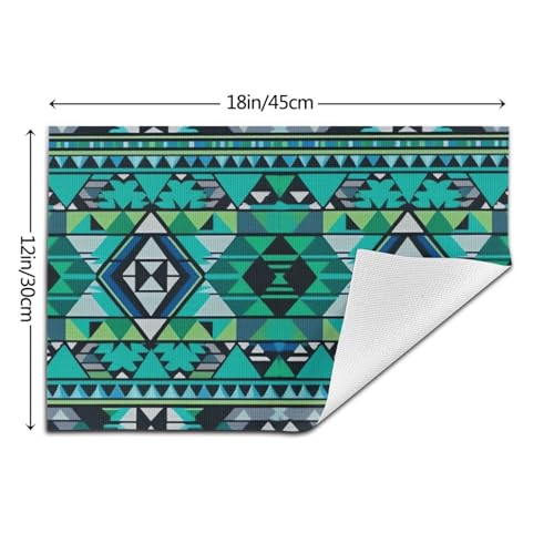 Sets de table PVC antidérapants tissage géométrique bleu vert lavables pour repas