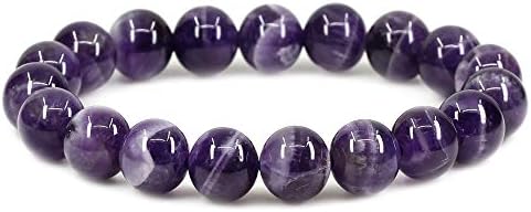 Keleny Purple African Amethyst Crystal Man Women Stretch Bracelet 10mm Round Beads Rock Jasper 7 Inch