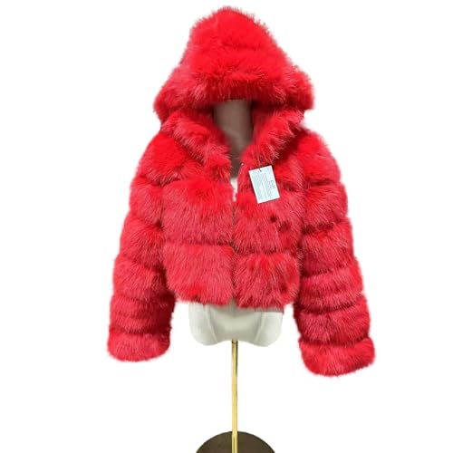 Colf Women's Winter Parka Coat Long Sleeve Faux Fur Coat with Hooded Warm Short Overcoat Jacket4