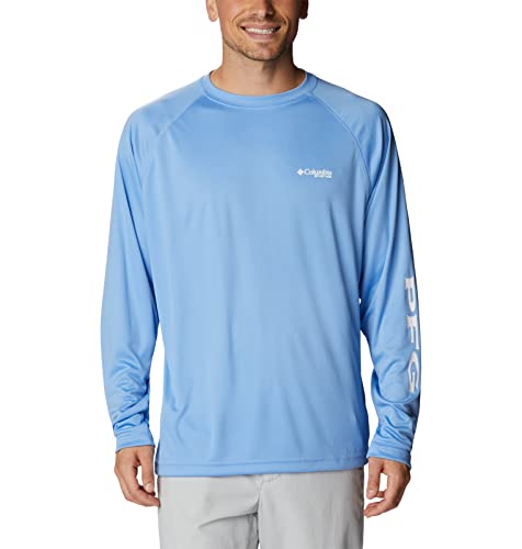 Columbia Camiseta masculina PFG Terminal Tackle de manga comprida, boné branco/logotipo branco, XGG