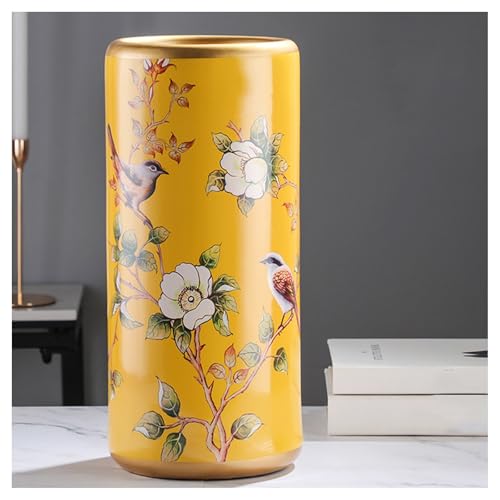 LFIEVO Paragüero Doméstico de Cerámica Entrada Multifuncional de Porcelana Esmaltada para Oficina 19.5 X 44cm Soporte para Bastones de Pie Decorado a Mano con Calcomanías
