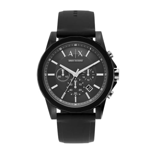 Armani Exchange Watch For Men, Quarz-Chronographenwerk und 44mm Gehäusegröße mit Silikonarmband