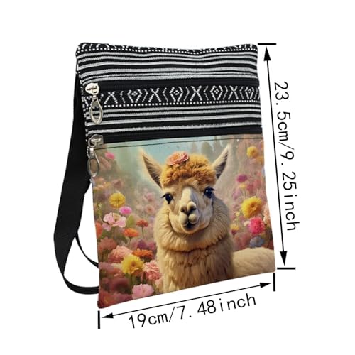 Floral Lama Messenger Bag Small Ethnic Pattern Printed Adjustable Strap Crossbody Zipper Bag Floral Lama Phone Bag Wallet Cute Shoulder Handbag for Women2