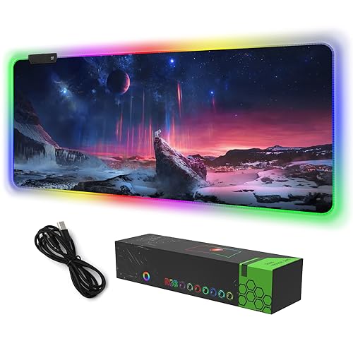 Alfombrilla de mouse para juegos RGB DINKY extendida de 35.4x15.8'' para escritorios gaming