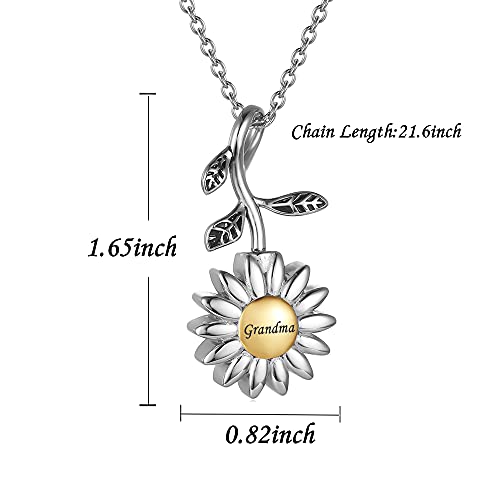 Sunflower Cremation Jewelry for Ashes for women Keepsake Stainless Steel Memorial Pendant Cremation Urn Necklace for Human Ashes2
