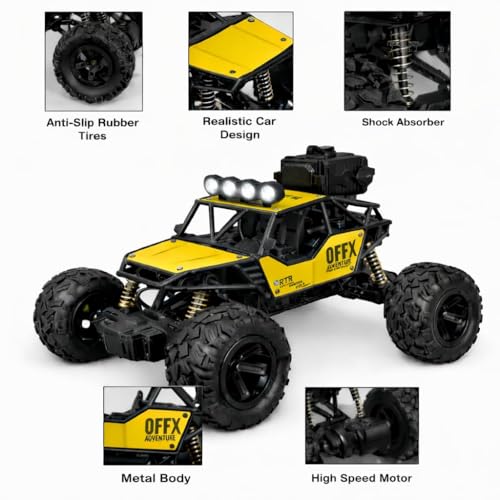 Image of Remote Control Car for Kids with Mist Smoke Effect 2 Wd Monster Truck Rock Crawler Climbing Rc Toy Vehicle Car for Boys and Girls Random Colour