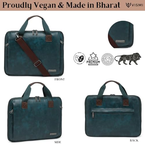 Image of VISMIINTREND Laptop Briefcase Messenger Shoulder Office Hand Bags for Men Women | Fits 13 inch /14 inch /15.6 Inch Laptops, Macbook | Vegan Leather | Corporate Gifts | Gift for Husband /Brother /Father