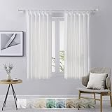 High Woven Linen Blended Curtains for Living Room/Bedroom, Airy Light Filtering Semi Sheer Drapes fo