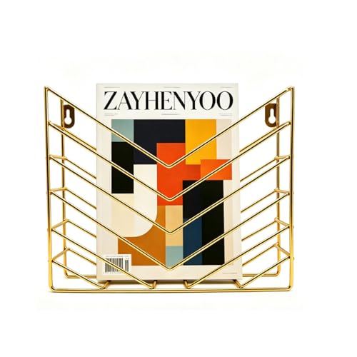 ZAYHENYOO Wall Mounted Magzine Rack Gold Wall Mount File Organizer