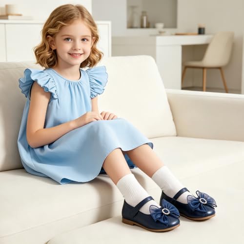 Image of GINFIVE Toddler Girls Dress Shoes Little Girls Mary Janes Ballerina Flats Shoes Toddler
