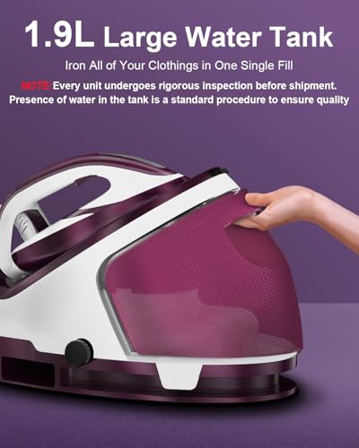 Image of Martisan Steam Generator Iron for Clothes, LED Steam Station, 1800W Power, 8 Bar Max Pressure, 1.9L Water Tank, 550g /min Steam Burst, Auto Off, Ceramic Soleplate, Fast Wrinkle Removal, Purple