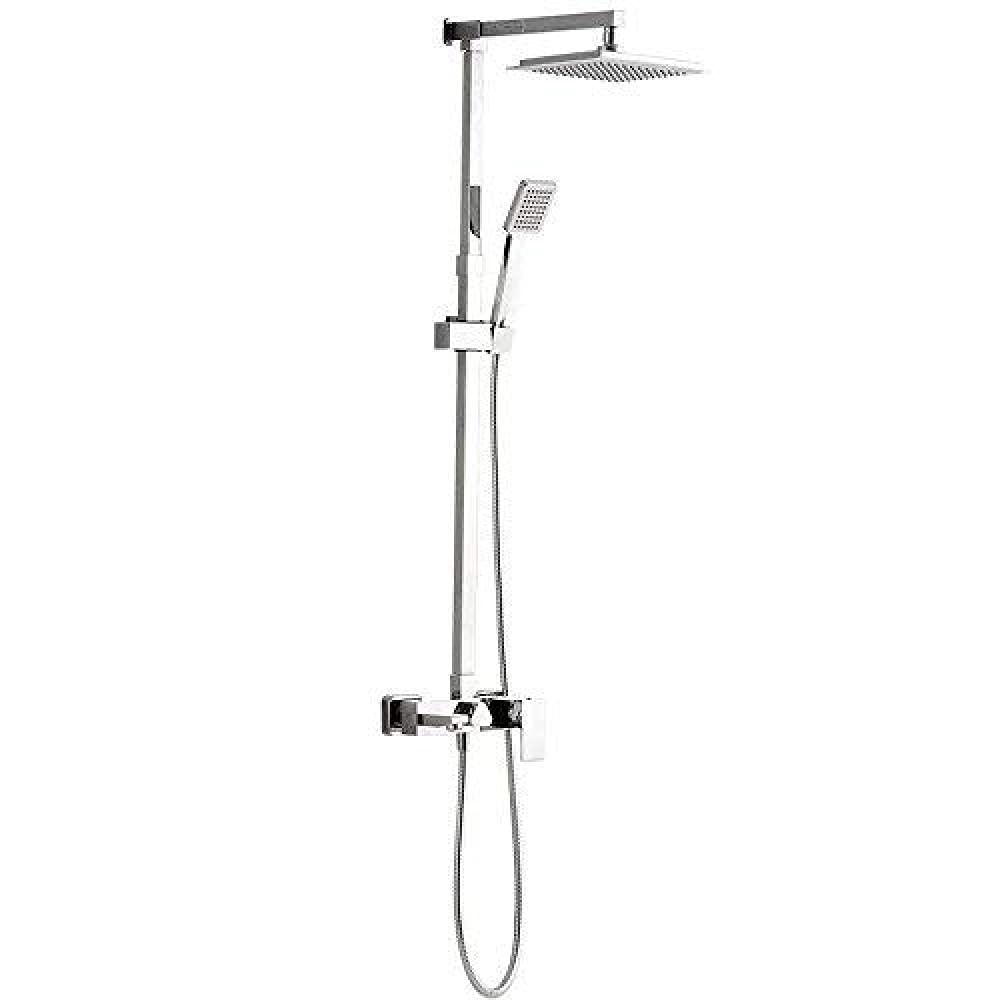 Baignoire et douche carrée en cuivre : ensemble de douche moderne avec support fixe