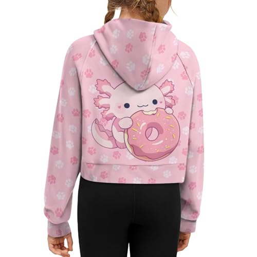 1/2 Zip Raglan Hooded Sweatshirt for Girls Loose Hoodie with Kangaroo Pocket Crop Pullover Tops for 5-14 Years2