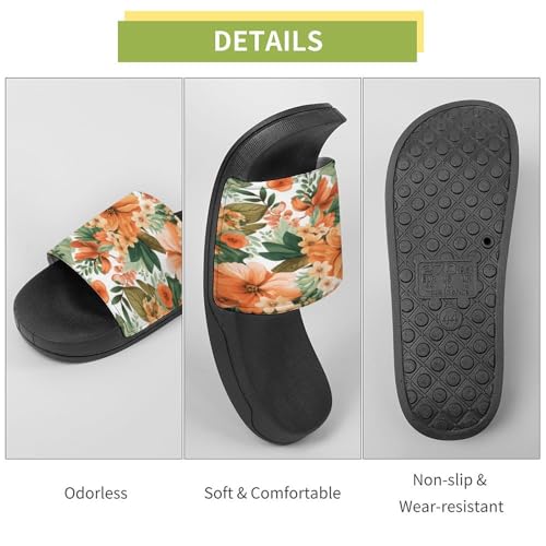 Chaussons à fleurs antidérapants avec semelle haute sécurité
