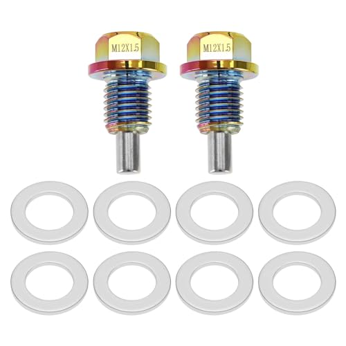 Be In Your Mind 2 Pezzi M12x1,5 Tappo Scarico Dell'olio Tappo Di Scarico Dell'olio Magnetico In Alluminio Multicolore Bullone Dado Di Scarico Della Coppa Con Guarnizione Vite Compatibile Con BMW
