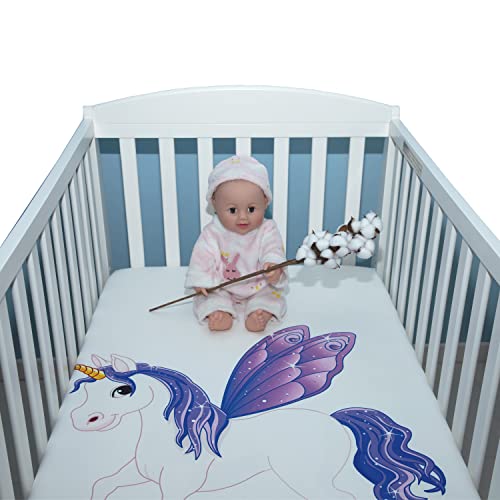 4 Pack Ultra Soft Crib Sheets Pink White Horses For Girls Baby Toddler Mattress Cover Colorful Rainbow Unicorn Fitted Sheet, Animal Sheet Set For Infant, Purple Wings Unicorn (Group 2) #TOP3