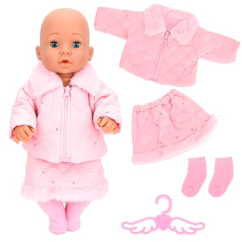 Miunana Puppenkleidung 35-43 cm für Babypuppen, süßes Kleid...