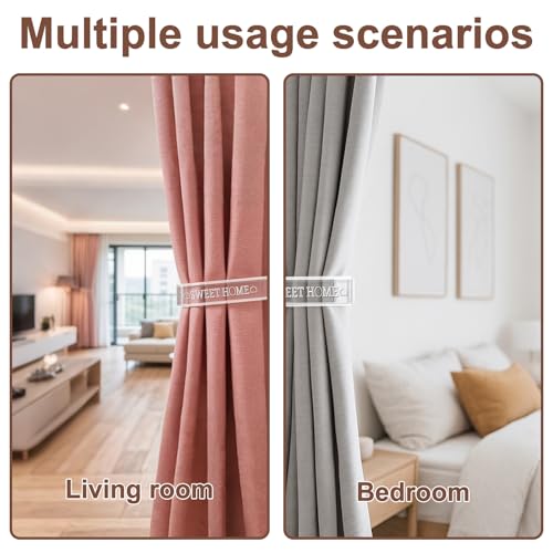TBWHL 4Pcs Acrylic Curtain Hooks Screw-in Curtain Tiebacks Wall Mountable Curtain Holdbacks Curtain Tie Backs Paste-on Curtain Hooks for Drapes in Living Room, Kitchen, Bedroom (Transparent)