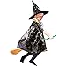 Anzmtosn Halloween Kostüme Hexen Zauberer Umhang mit Hut Zauberer Cape und Hut Kinder Kinder Kostüm Cosplay Kostüm für Kinder Kleinkinder Kinder Jungen Jungen/Mädchen (Schwarz)