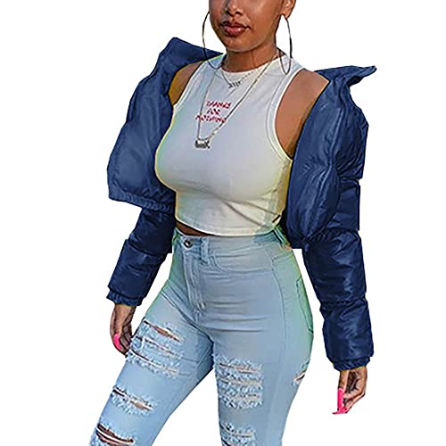 Chaqueta acolchada recortada para mujer PU de cuero brillante Bread algodón chaqueta Cover