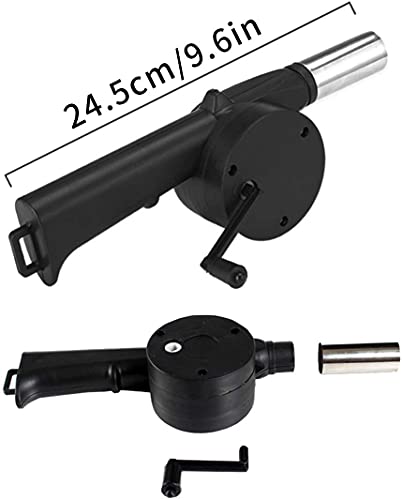 XYDESIGN Manual Mini BBQ Fan Air Blower Fast Fire Starter Portable 9.6in/24.5cm Manual Hand Crank Bellows for Outdoor Picnic Camping Cooking Barbecue Charcoal Grills Accessories (1 Pcs) - Image 3