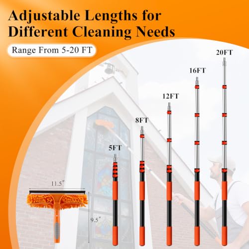Image of 26ft High Reach Window Squeegee with 20ft Extra Long Extension Pole
