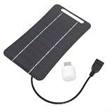 Pannello Solare Portatile 5W 5V con USB, Caricatore fotovoltaico Leggero in polisilicio per telefoni e Piccoli dispositivi, Bianco (Nero)