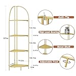 Crofy Foldable 4 Tier Corner Shelf, Metal Corner Plant Stand with Gold Frame and Gold Shelves, Corner Display Rack Multipurpose Shelving Unit for Living Room, Bedroom, Bathroom - Image 2