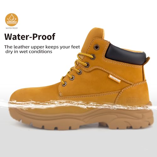 Image of Jacata Men's Work Boots for Construction Waterproof Slip Resistant Leather
