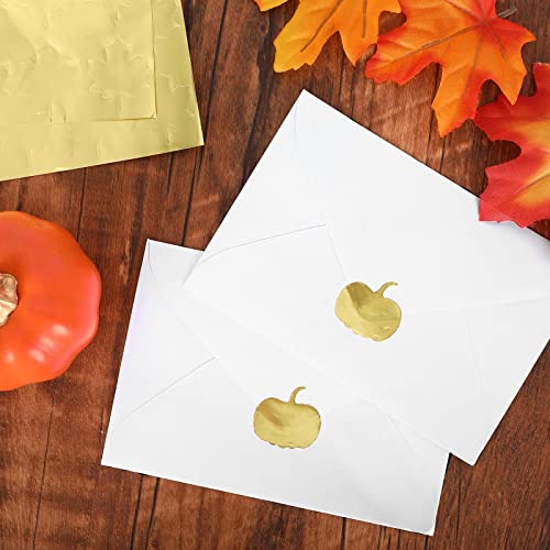 Whaline 500Pcs Gold Foil Fall Pumpkin Stickers Envelope Seal Stickers Self-Adhesive Autumn Pumpkin Label Decals For Greeting Invitation Cards Envelope Sealing Birthday Gift Wrapping Supplies #TOP2