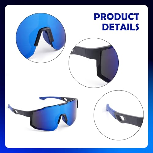 Yuwnd Schnelle Brille, Laufbrille Herren, Winddicht Schnelle Brille Rave, Sport Sonnenbrille Rennrad Brille Laufbrille für Herren Damen Rennrad Fahrrad Ski Rave Golf Outdooraktivitäten