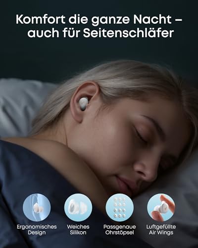 soundcore Sleep A30 von Anker, Schlafkopfhörer, Geräuschmaskierung, Bluetooth-Kopfhörer, adaptives Schnarchmaskierungssystem, Ultra-komfortabel für Seitenschläfer, 45h Akku