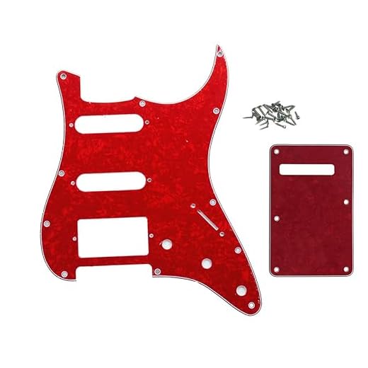 ROZILO Juego de placa trasera de guitarra Strat HSS con 11 agujeros color rojo perla para Fender US/Mexico Made Standard Stratocaster