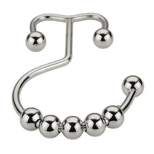 Amazer Shower Curtain Hooks Rings, Brushed Nickel Shower Curtain Hooks, 12Pcs Double Shower Curtain Hooks, Stainless Steel Shower Curtain Hooks For Bathroom Rods, Shower Hooks For Shower Curtain #TOP3