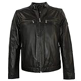 sehr leicht wattiert Trapper - Herren Lederjacke Lammnappa schwarz Größe 54