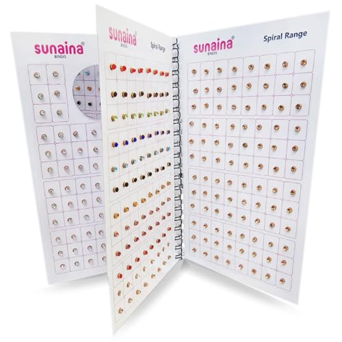 Image of Sunaina New 3 Pages Multicolor Spiral Forehead Sticker Bindi with Shine Stone Silver, Multicolor or Golden for Women & Girls (Stone Bindi Book - 372)