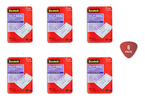 Scotch Self-Sealing Laminating Pouches, Business Card Size, 2 Inches x 3.5 Inches, 10 Pouches (LS851-10G) 6-Pack