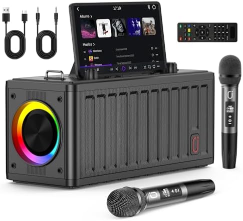 Jyx Karaoke Machine, 10inch (about 25.4cm) Bass Speaker Large Bluetooth Karaoke Ok Speaker With 2 Wireless Microphones, Party Lights, Supports Vocal Cutting, Tws/Bluetooth/Rec/Usb/Tf/Aux