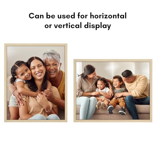 Americanflat 11x14 Picture Frame with Shatter-Resistant Glass - Streamline Collection - Thin Border Picture Frame for Wall Display - Hanging Hardware Included - Natural Oak