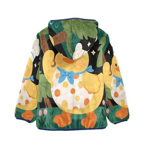 Duck with Polka Dots Toddler Fleece Jacket Girl Boys Hooded Fleece Jacket Coat Warm Outwear Zip-up 3-10T2