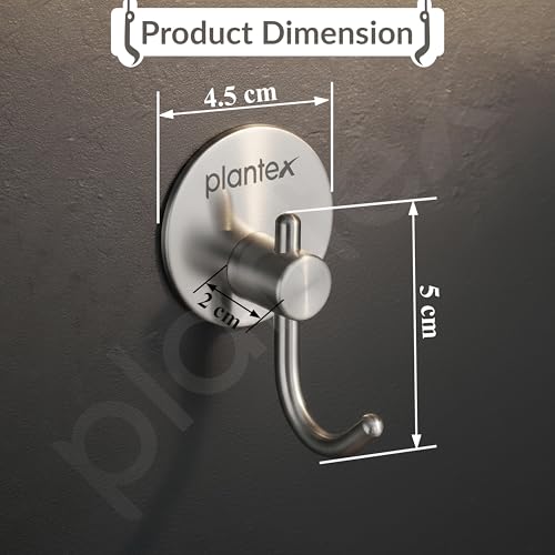 Image of Plantex Wall Hanging Hook /Bath Towel Hook /Self Adhesive Round Robe Hooks for Kitchen /Bathroom /Stylish Home Decor Items - Pack of 4 (Chrome)