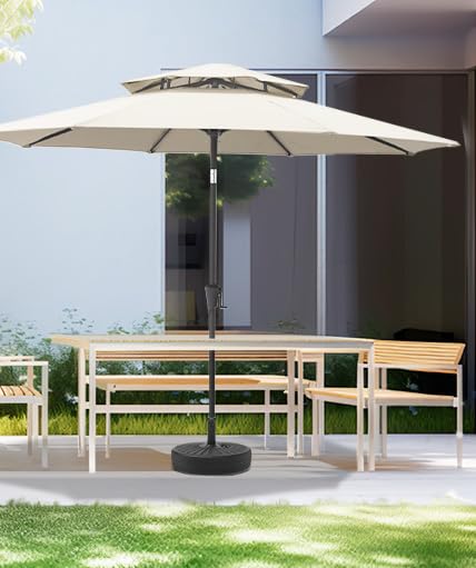 C-Hopetree 35kg Heavy Duty Water Fillable Base Stand for Outdoor Patio Garden Parasol Table Umbrella, Black - Image 7