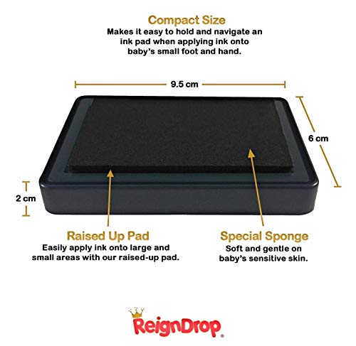 ReignDrop Ink Pad for Baby Footprint & Handprint - Creates Impressive Long Lasting Keepsake Stamp for Infant & Kids. Smudge Proof, Easy to Wipe Off Skin, Safe & Gentle Acid Free(Brown)