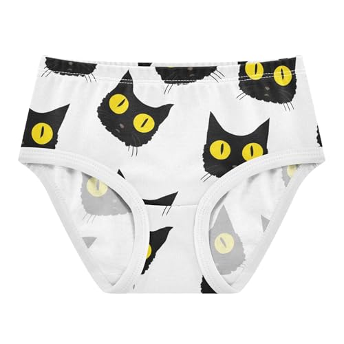 Bright Toddler Girls Underwear 2t Cotton Panties for Girl Cute Black Cat Yellow Playful Undies Kids Briefs
