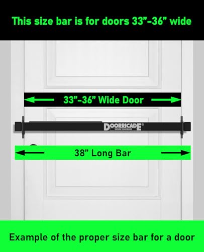Door Security Bar-by Doorricade-Secure The Entire Width of Your Inward Opening Front Door-Safe Room. Fits Doors 33"-36" Wide.