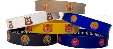 EmojiBandz Emoji Wristbands, Tiger, Poo, Hysterical Laughing Emoji, Red Faced Angry Emoji, Scared Emoji, Closed Eyes Smiling Emoji!