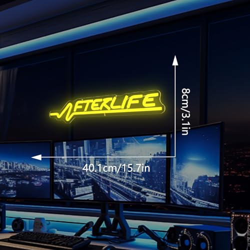 Ajoyferris Cyberpunk Neon Sign Game Led Sign for Wall Decor Shooting Games Neon Light for Gaming Room Man Cave Bedroom Decoration Afterlif Neon Light Sign for Teen Boys