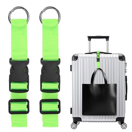 Image of M METERXITY 2-Pack Add A Bag Luggage Strap, Adjustable Suitcase Belt for Connecting Handbag /Backpack /Jacket, Luggage Connector [Bright Green]