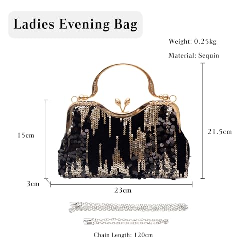 Image of CORIOS Vintage 1920s Evening Bag for Women Velvet Clutch Bag Sparkly Sequin Handbag Bridal Wedding Purse
