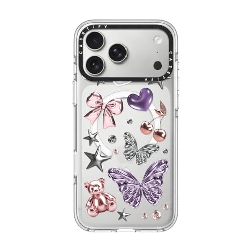 CASETiFY �C���p�N�g �N���A iPhone 17 Pro Max �P�[�X [���ϖh�~/�N���A ����/MagSafe�Ή�] - Metallic Dream - Clear